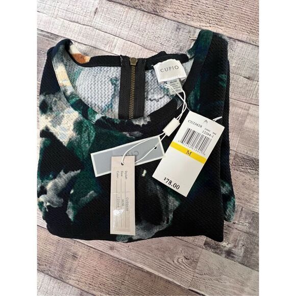 Cupio Black Abstract Print Knit Swing Dress sz Medium Modern Colorful NWT - Picture 7 of 10